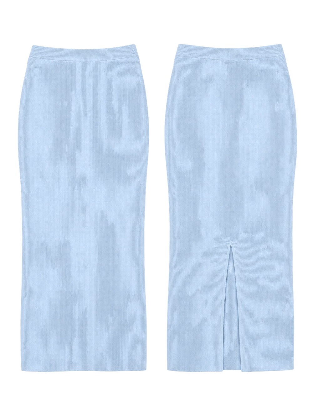 Baby Blue Knit Bodycon Midi Skirt